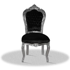 Barockstuhl schwarz silber  Stoff Büro Edel majestätisch elegant antik repro