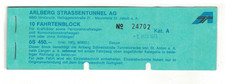 Alte Rechnung Quittung 1979 : 10 Fahrtenblock Arlberg Strassentunnel Maut