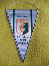 alt. Wimpel 14x22 cm  * 20 Jahre BSG Chemie Leipzig 1970 * DDR DFV Oberliga Liga