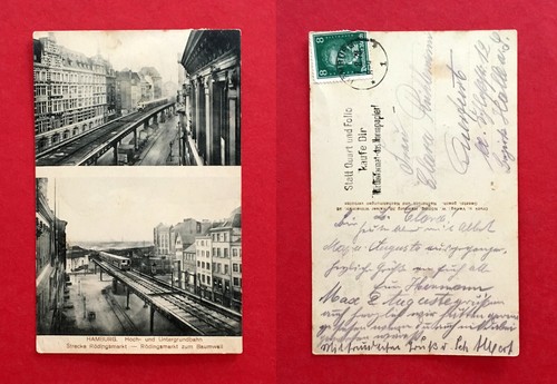 Hamburg 1928 hochbahn am - ak,