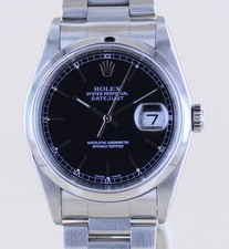 Rolex Uhr Datejust 16200 Saphirglas black dial Oysterband Stahl Crown Cup B+P