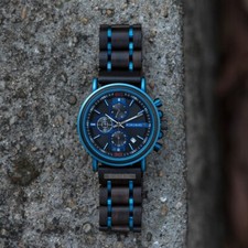 Männeruhr Herren Holz Edelstah Armbanduhr Holzuhr Chronograph Weihnachten Neu