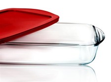 Auflaufform aus Glas Lasagneform Eckig mit Deckel