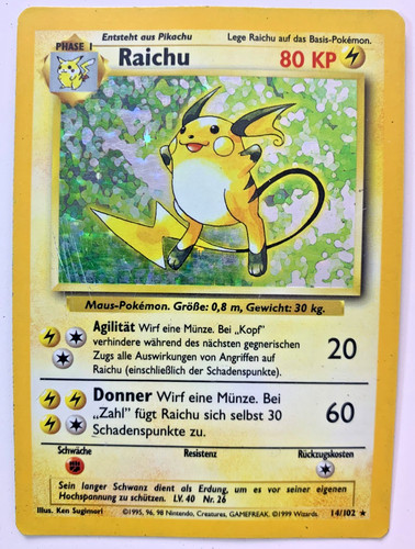 Pokemon karte raichu - pokemon, (bs
