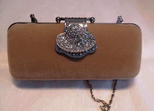 Handtasche clutch kette beige - clutch,