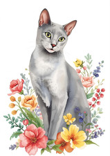 Russisch Blau Katze Kunstdruck