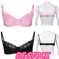 DE~Herren Top Sexy Büstenhalter Männer Bh Blumen Bra Lingerie Unterwäsche Spitze