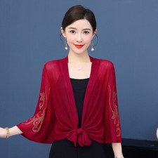 Damen Durchsichtig Netz Bolero