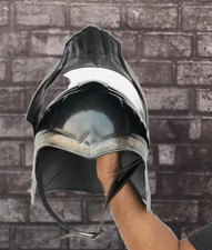 Geschätzter schwarzer Stahlkrieger Helm LARP Rolle Kostüm Ritter Totenkopf Helm
