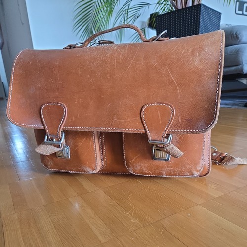 Vintage schulranzen leder - vintage, schulranzen,