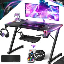 KESSER® Gaming Tisch LED Gamer Schreibtisch Ergonomisch PC Computertisch Z-Form