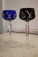 VINTAGE 2x NACHTMANN WEIN RÖMER ROT & BLAU,STERNSCHLIFF! TOP OK! VITRINEN OBJEKT