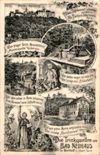 FEDER LITHO GRUß AUS BAD NEUHAUS SAALE KR RHÖN GRABFELD 6BILD 1906 UNTERFRANKEN