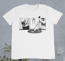 Vintage Dame mit Staubsauger