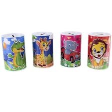 Metall Spardose für Kinder mit fröhlichem Tier Design ca. 12,5 cm ohne Öffnung