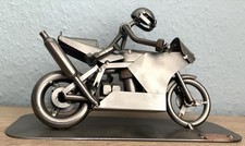 Stahlfigur Motorradfahrer handmade Deko