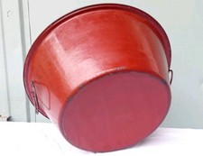 Rote Emaillewanne Ø 47 cm – Vintage Waschschüssel mit Griffen – Email Topf 50er