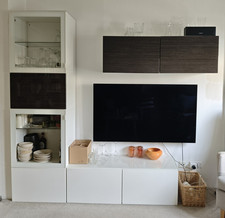 IKEA Besta Wohnwand und TV Bank Weiß Module Elemente L. 180cm x H. 205cm