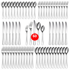 60teilig Edelstahl Besteck Set für 12Personen Hochglanzpoliert Spülmaschinenfest