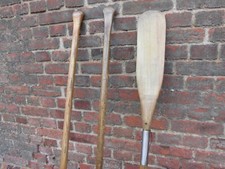 3 alte Bundeswehr Stechpaddel DSB Paddel Holz Kanupaddel teilbar 2m Vintage Deko