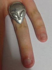 Alien Head PP-G21 englischer Zinnring verstellbar handgefertigt in Sheffield