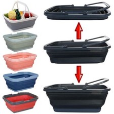 Faltkorb 2 Griffe POP-UP Camping Korb Tragekorb Picknick Kiste faltbare Schüssel