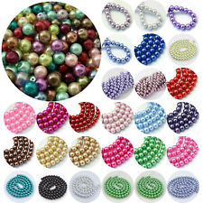 60 Glasperlen 10mm Glänzend Metallic Beads Set Perlen Mix Glas Schmuck Basteln