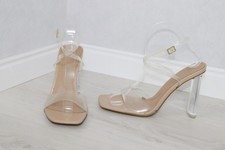 ZARA eleganter sexy High Heels SANALETTEN Gr. 38 beige transparent Sandalen #D
