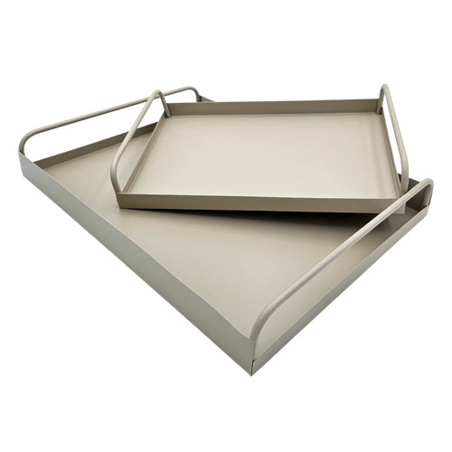 Tablett metall 2er - 2er, beige