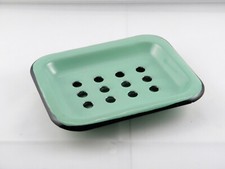 Seifenschale Seifenhalter Emaille Email 2-teilig grün, Manufakturware aus Polen!