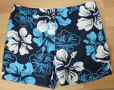 BADEHOSE Hawaii Stil Größe 12 3XL - etwas größer, blau weiß mit Mesh BADESHORTS