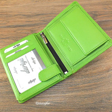 Kombi-Geldbörse Echtleder, grün, 16 Fächer, 121 x 101 x 20 mm,  Unisex, 13129