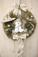 Türkranz Schneemann Winter Weihnachten Weihnachtskranz Landhaus Shabby Deko