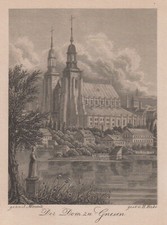 Gnesen Gniezno Original Stahlstich Fincke 1840