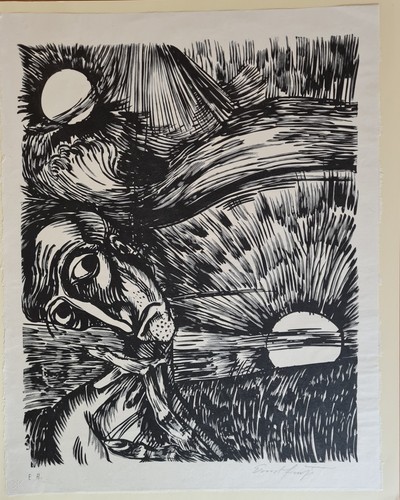 Ernst fuchs orig linolschnitt - fuchs, orig.