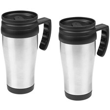 2x Edelstahl Trinkbecher Isolierbecher Coffee to go Becher Henkel-Kaffeebecher