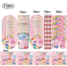 51tlg. Peppa Wutz Kindergeburtstag Party Deko Dekoration Geburtstag Schwein Pink