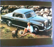 Retro Blechschild Oldtimer Mercedes Benz Ponton Coupe mit Girl