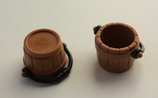 Playmobil 2 Stück Eimer hellbraun Holzoptik mit schwarzem Griff