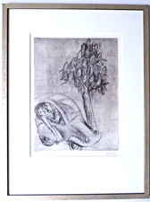 Karl Hubbuch ´´Liebespaar im Auto´´Orig Radierung, gerahmt,  signiert 