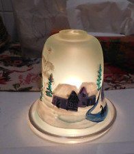 Teelichthalter mit Teller und Glocke Deutschland, Glocke Wintermotiv 12 m, Glas