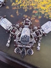 SILBER Kette 900 GRANATCOLLIER