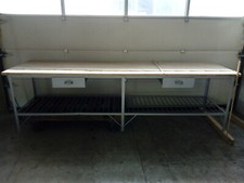 Arbeitstisch mit Buche-Massiv Arbeitsplatte 3m x 0,8m x 0,86m