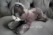 IKEA Katze MINNEN KATT Stofftier Stoffkatze Kuscheltier grau *