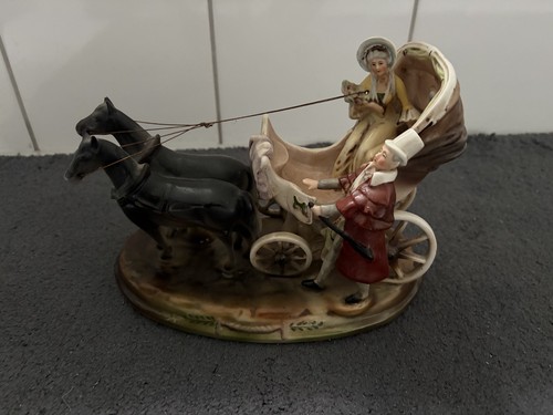 Porzellan kutsche figur pferde - porzellan,