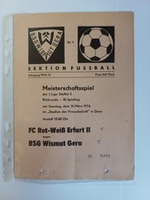 Programmheft - Stadionzeitung Wismut Gera - Rot Weiss Erfurt II DDR Liga 73/74