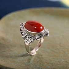 I03 Ring Oval Red Agate