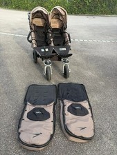 TFK Twinner Twist Duo Geschwisterwagen, braun, gebraucht, 1 Wanne , 2 wintersäck