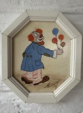 Landhaus Miniatur Shabby Holz-Bilderrahmen mit Acryl Clown-Malerei - Handarbeit