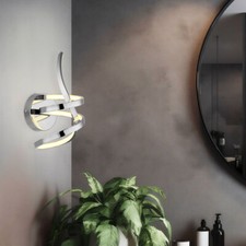 Wandlampe Wandleuchte Wohnzimmerlampe silber Küchenleuchte geschwungen LED